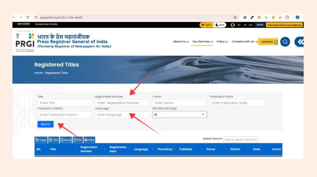 RNI Title Registration Status